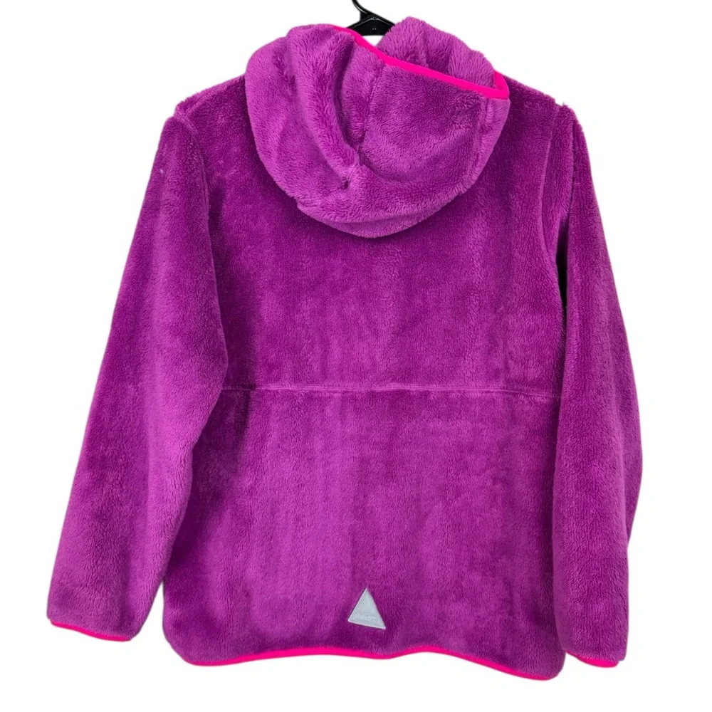 L.L.Bean youth fleece 1/2 zip hooded jacket in purple and pink XL 18